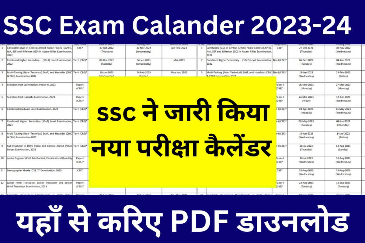 SSC Exam Calander 2023-24