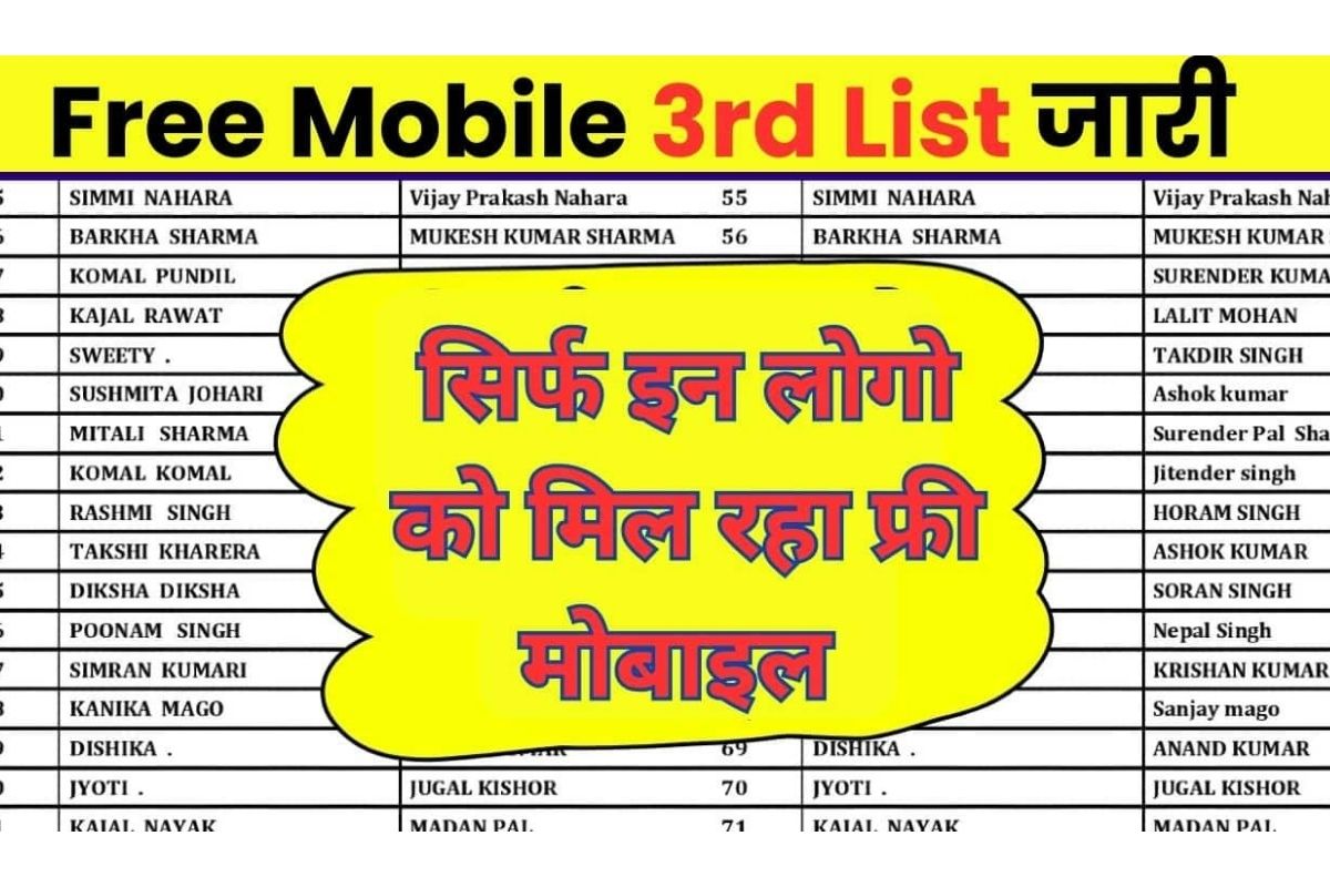 Free Mobile Yojana 3rd List release