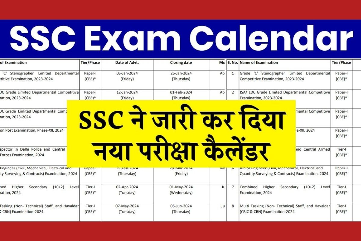 ssc exam calendar 2024